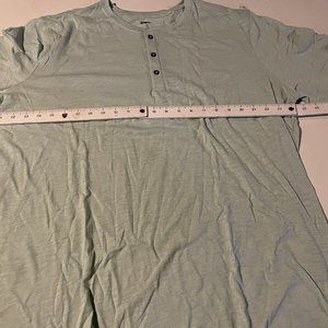 Lands' End Men's Slub Short Sleeve Henley - Size XXL, Aqua Breeze